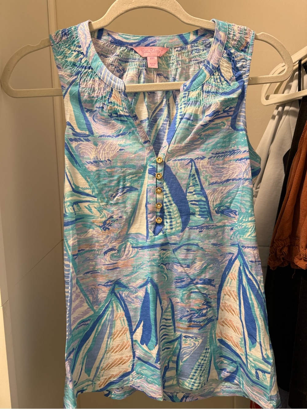 Lilly Pulitzer Blue & Aqua Sailboat Print Sleeveless Tunic